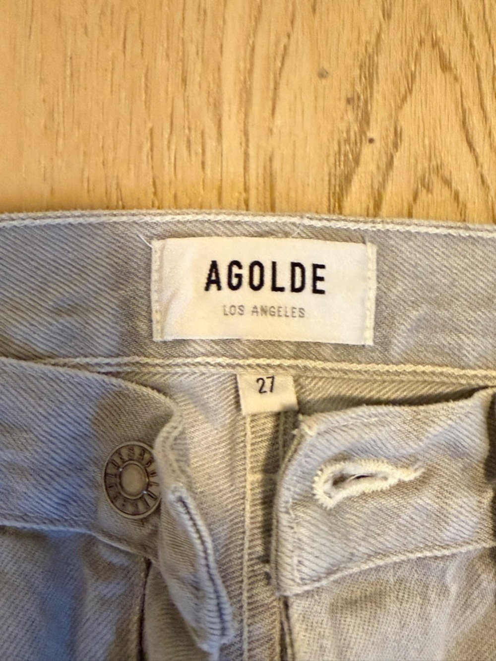 Agolde Two-Tone Straight Leg Jeans - Light Gray & White - Picture 3 of 4